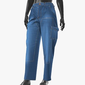 Woman Denim Cargo Pants - 2looks