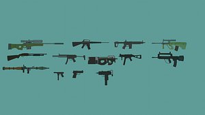 low poly weapons pack 3D