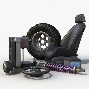 set car garage wheel 3d model