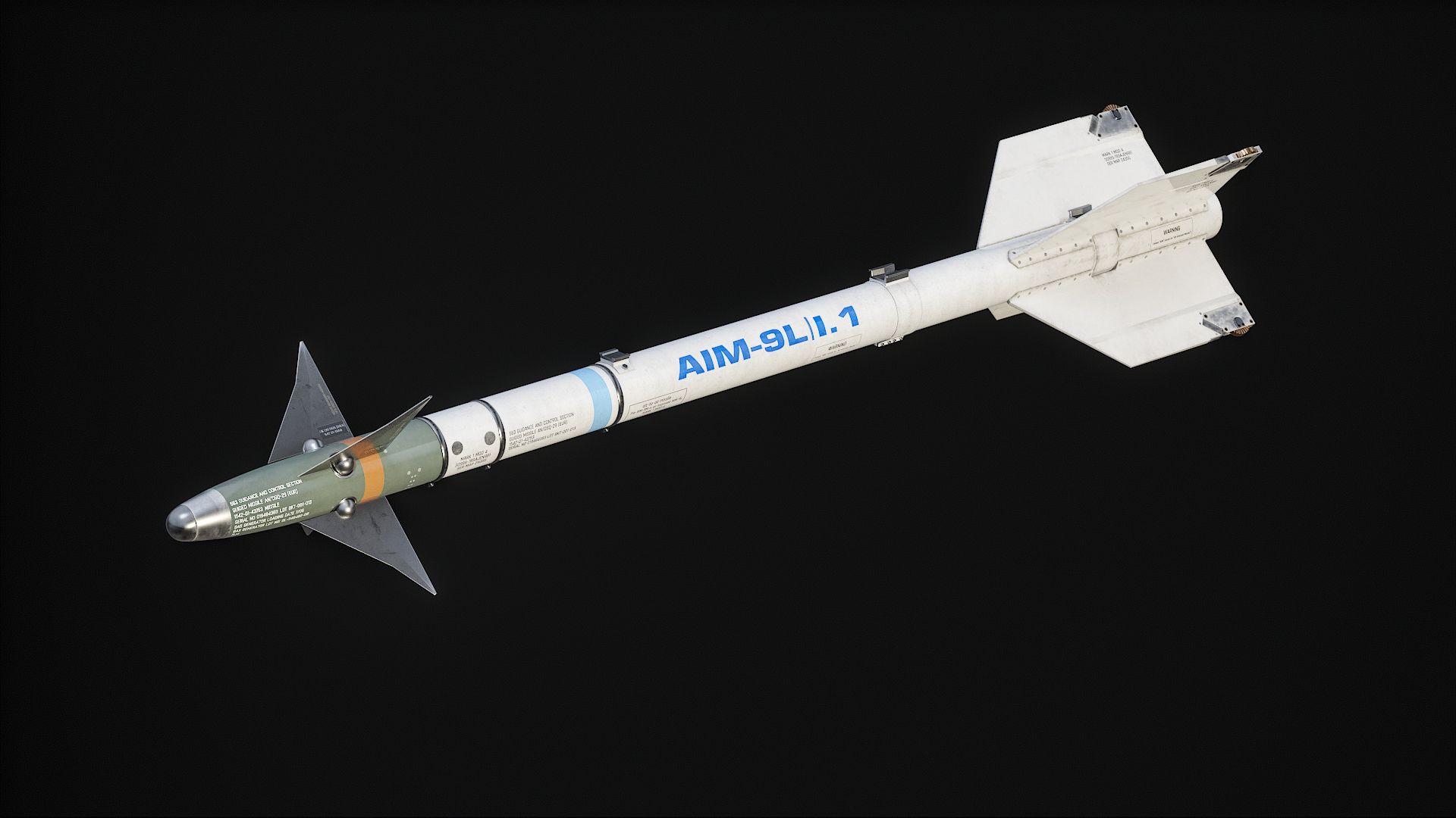 AIM-9L Sidewinder Missile PBR model https://p.turbosquid.com/ts-thumb/Km/nU6l1k/Ed/z00/png/1723383221/1920x1080/turn_fit_q99/2f7ff5b145880ae931400bc5a635eb0bf4473053/z00-1.jpg