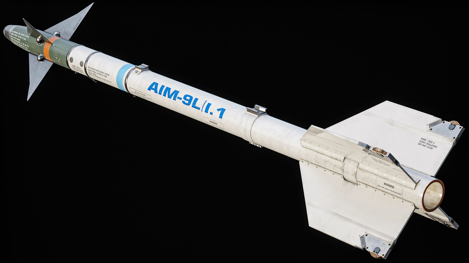 AIM-9L Sidewinder Missile PBR model https://p.turbosquid.com/ts-thumb/Km/nU6l1k/WS/r_viewport_014/png/1723382210/1920x1080/fit_q87/dca3f06b29d9dfda61ec2a9f37db633227190d27/r_viewport_014.jpg