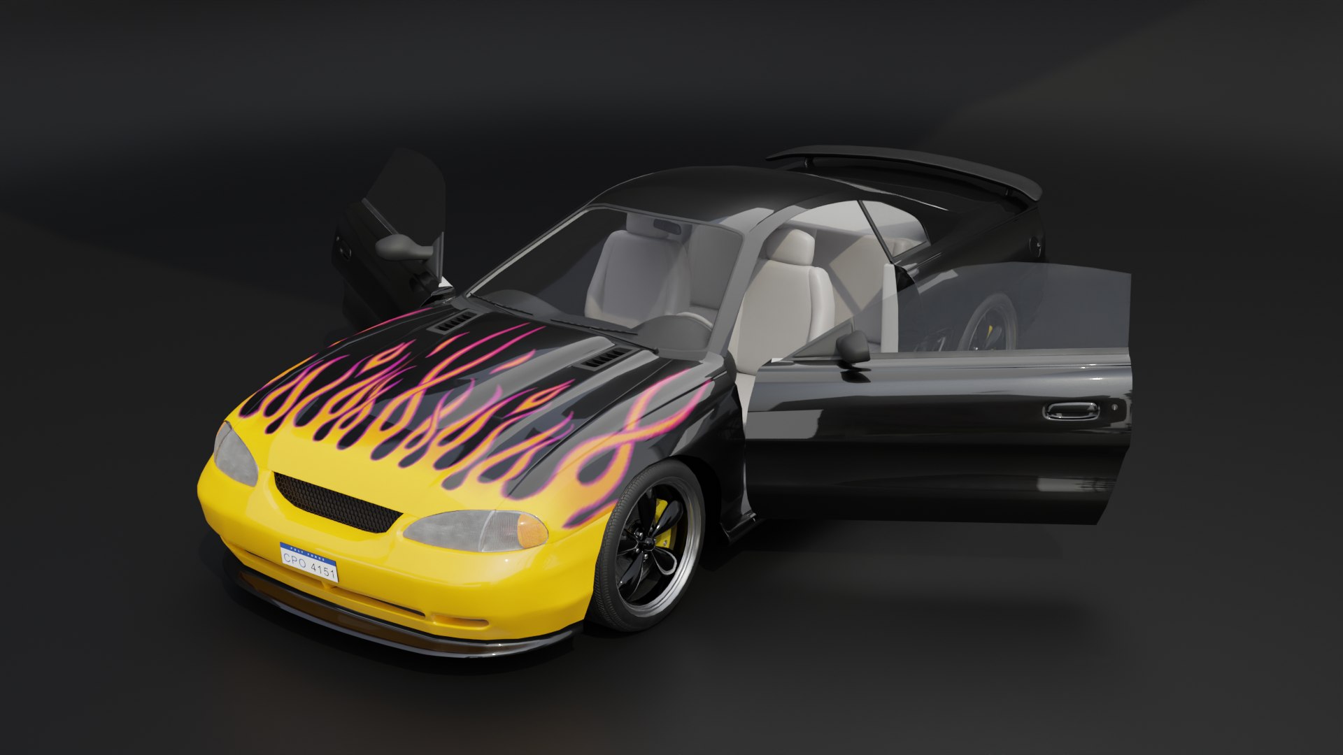3D Model Sport Flame Car Realistic And Game Ready Asset - TurboSquid ...