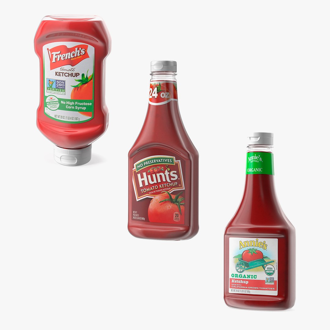 Ketchup Bottles Collection 3D model preview