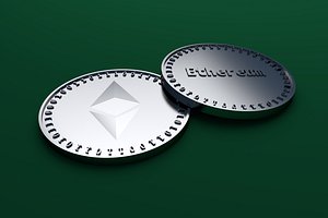 3D Coin with the Ethereum symbol. Cycles
