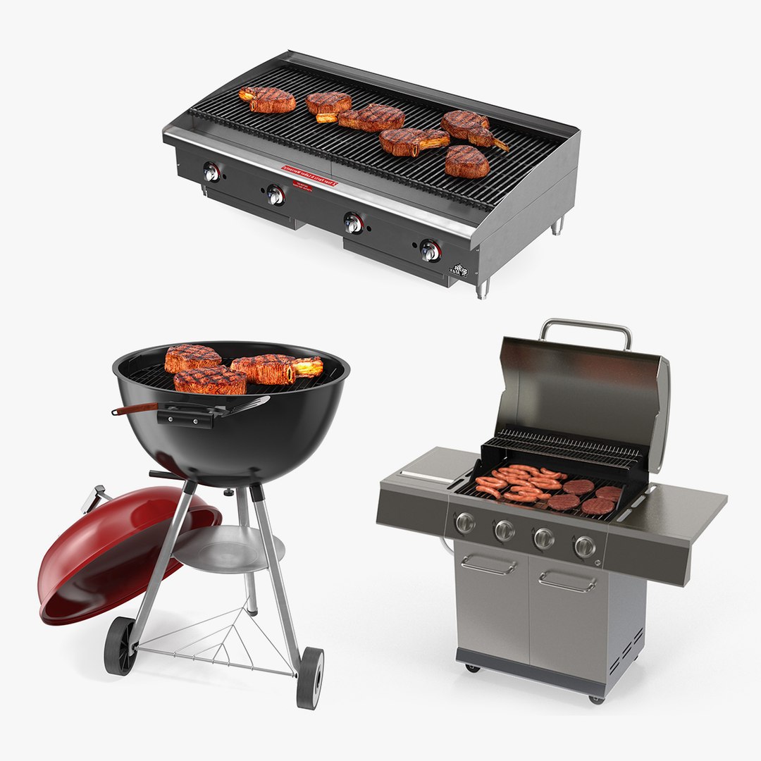 Grills with Meat Collection 3D model preview