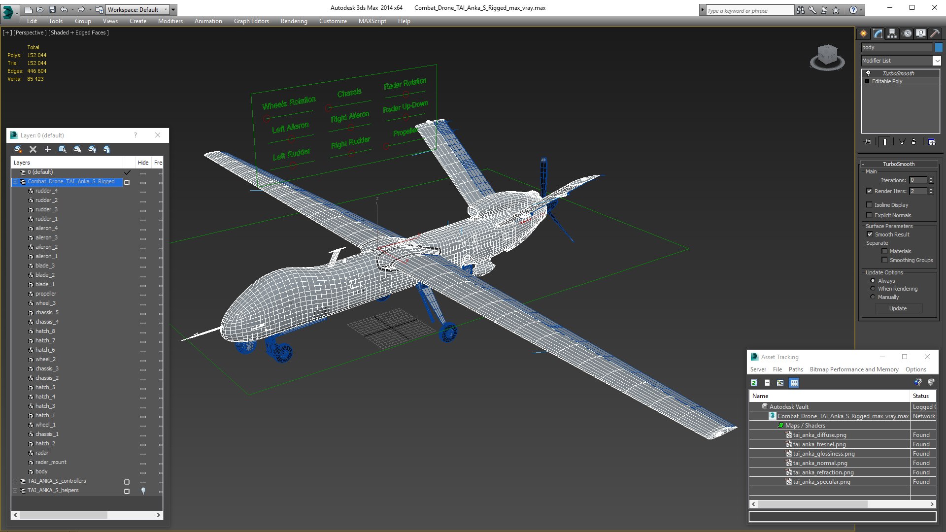 Combat Drone TAI Anka S Rigged model https://p.turbosquid.com/ts-thumb/Kn/Fkp5yN/st/combatdronetaiankasriggedvray3dmodel023/jpg/1655293567/1920x1080/fit_q87/6f588b0ab34212bfc08e7cabaa0e00cccee2d8fd/combatdronetaiankasriggedvray3dmodel023.jpg