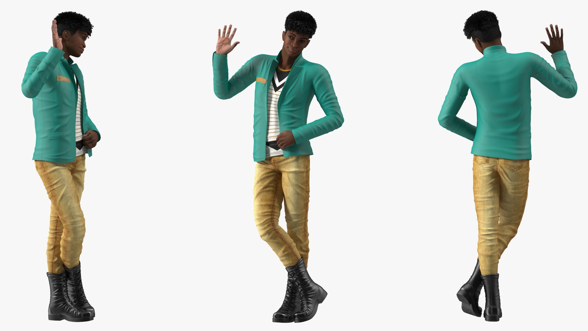 Light Skin Teenager Fashionable Style Standing Pose 3D model preview