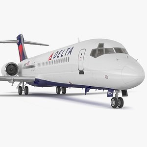 3D Delta Air Lines Boeing 717 Aircraft Rigged model