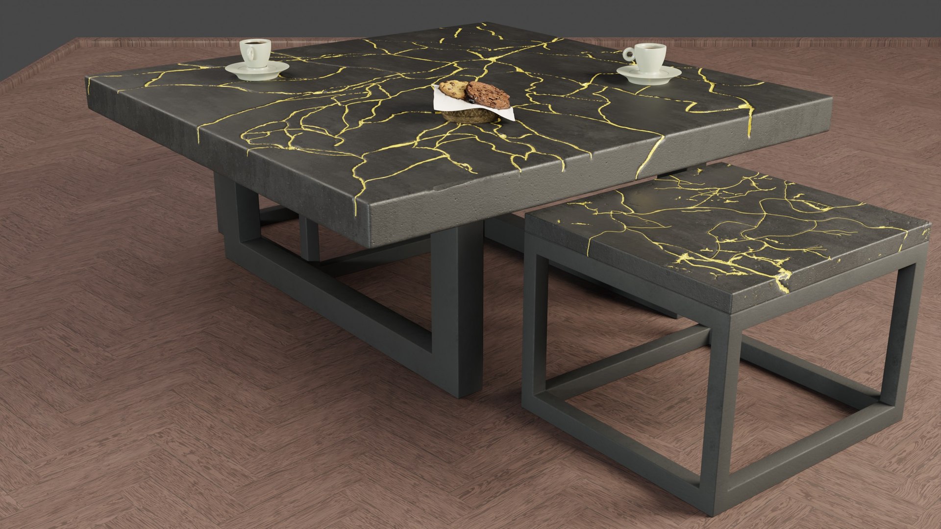 Kintsugi set coffee table 3D model - TurboSquid 1645018