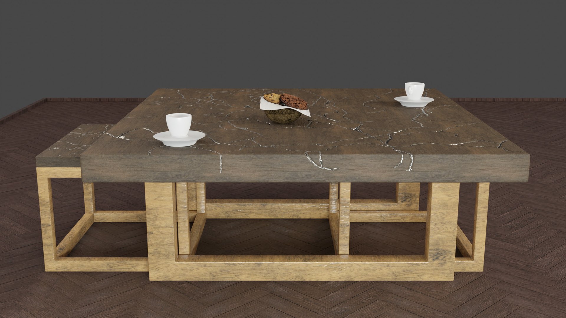 Kintsugi set coffee table 3D model - TurboSquid 1645018