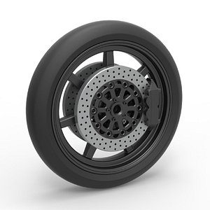 3D model Diecast Front wheel of Top fuel dragster motorcycle Scale 1 to 25