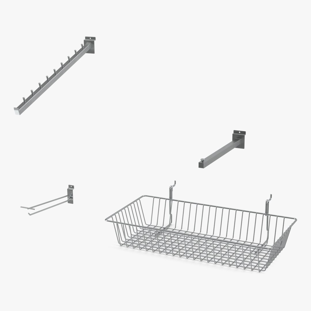 Metal Slatwall Accessories 3D model preview