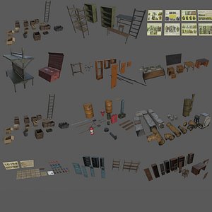 3D Industrial Underground Props Pack for Unity model