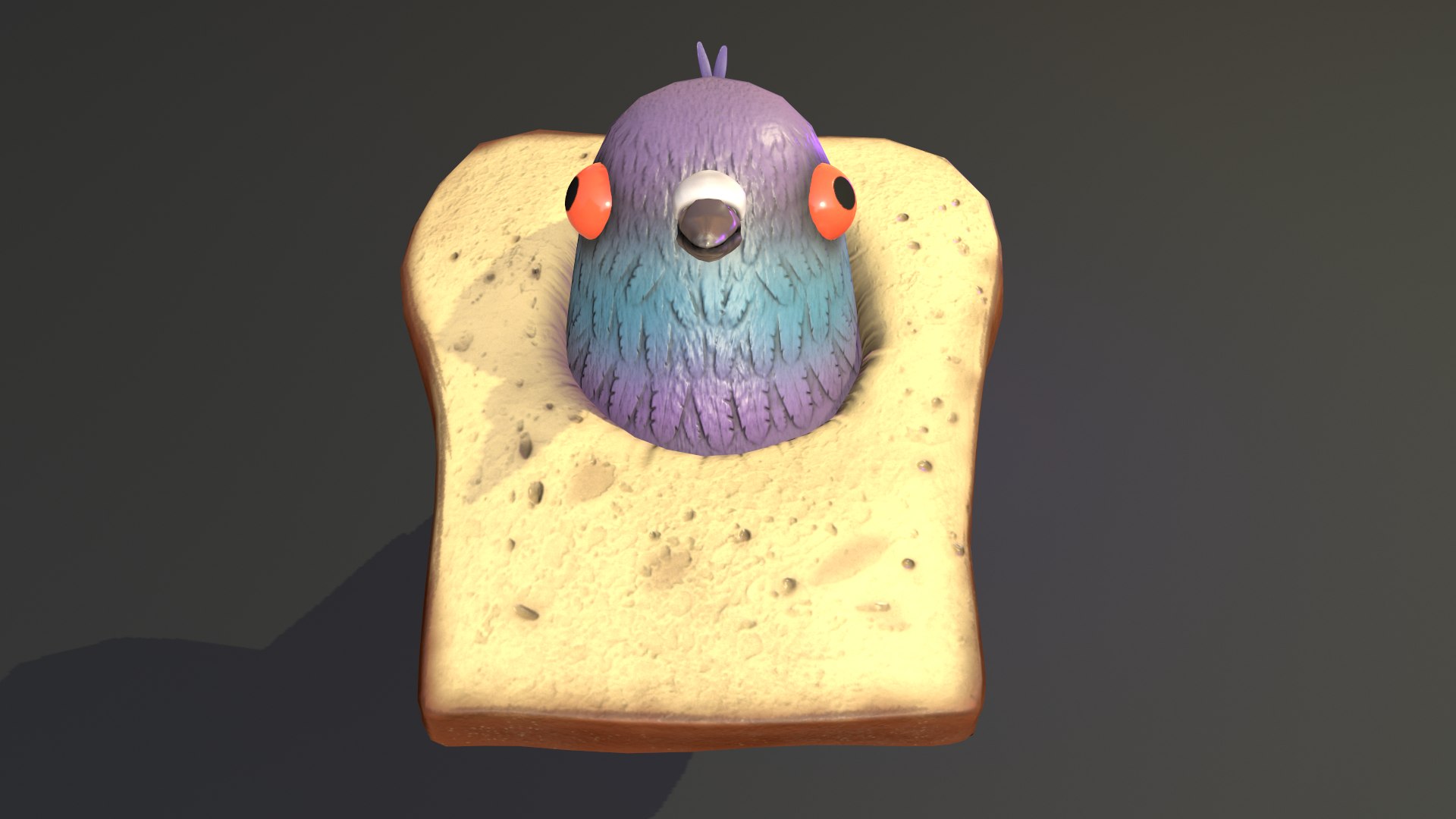 Bread Head Pigeon model https://p.turbosquid.com/ts-thumb/Kn/s59vZV/my/pigeon_camera1/png/1668598161/1920x1080/fit_q87/b9c83b5e335e6e8c1a9b2355ed6f7ed854b0cb65/pigeon_camera1.jpg