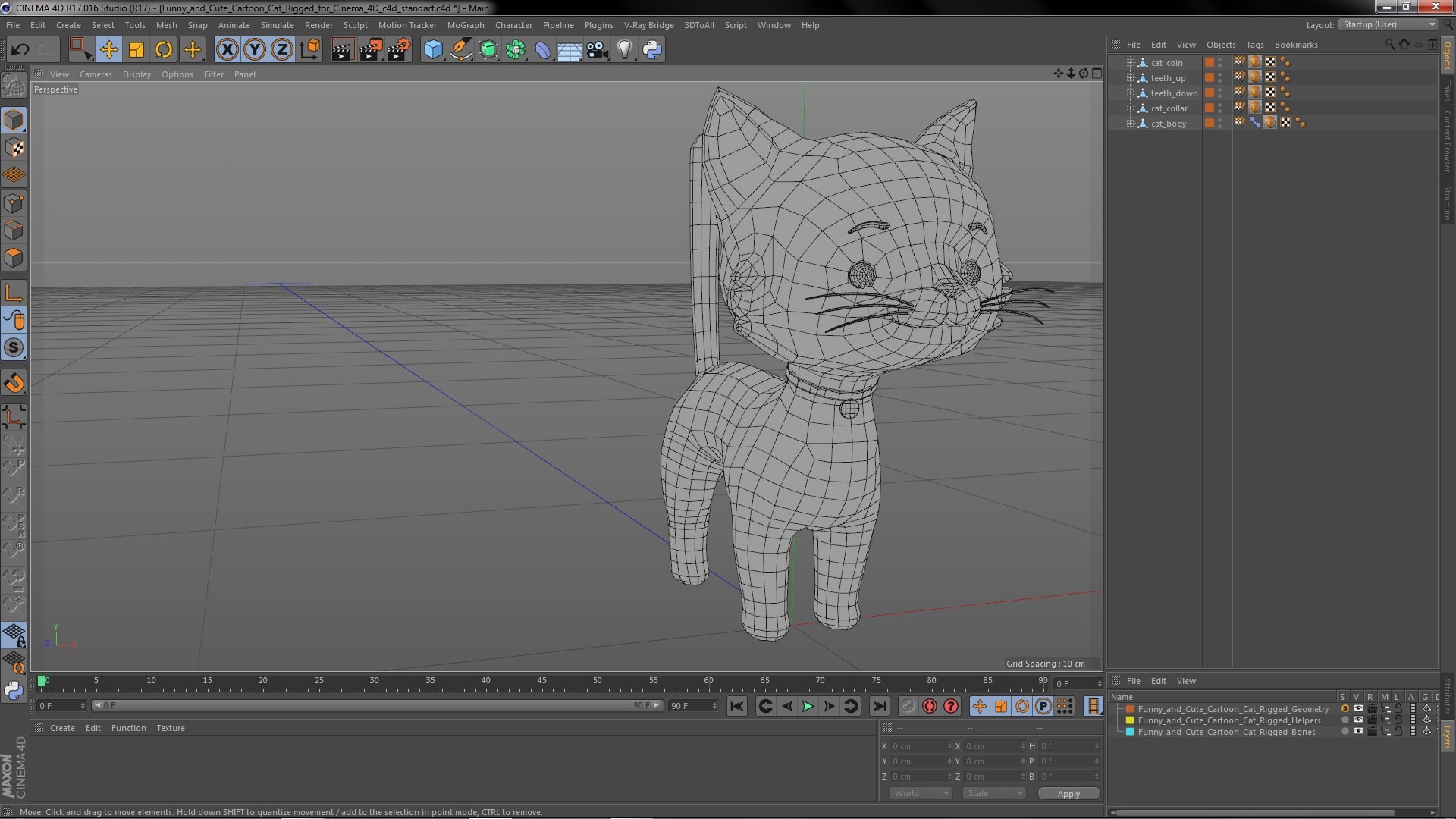 Funny and Cute Cartoon Cat Rigged for Cinema 4D 3D - TurboSquid 1964626