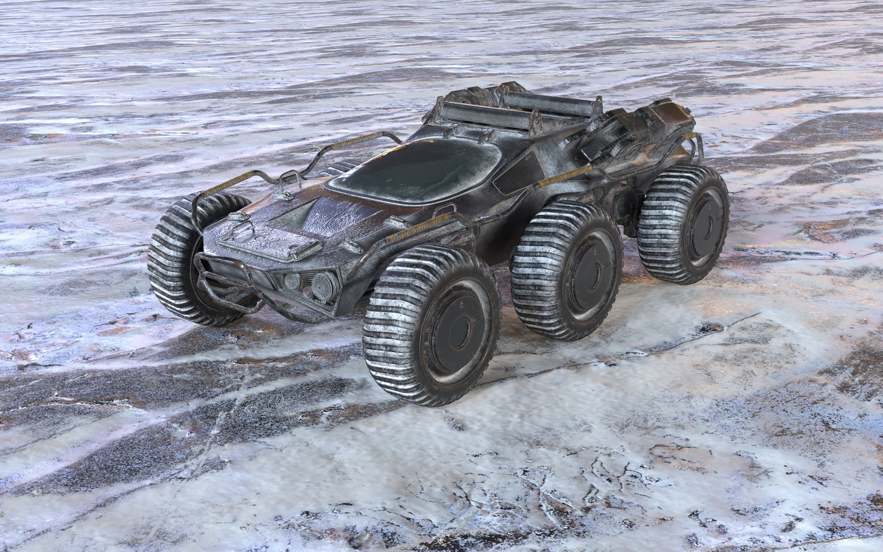 3D Futuristic All-Terrain Armored Vehicle - 8-Wheel Sci-Fi Rover 3D ...