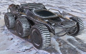 3D Futuristic All-Terrain Armored Vehicle - 8-Wheel Sci-Fi Rover 3D Model Snow Sand Versions model