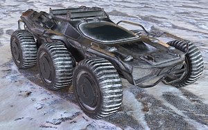 Futuristic All-Terrain Armored Vehicle - 8-Wheel Sci-Fi Rover 3D Model Snow Sand Versions