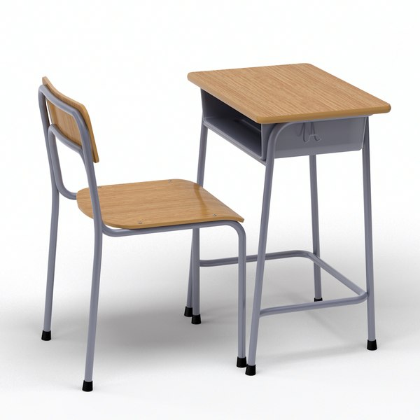 school desk chair wood 3d model