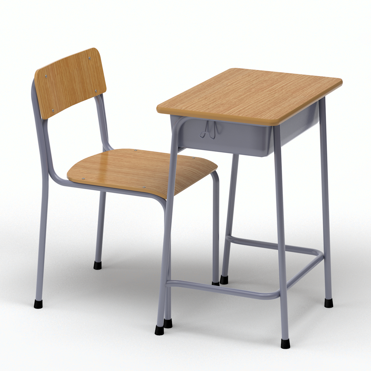 school desk chair wood 3d model