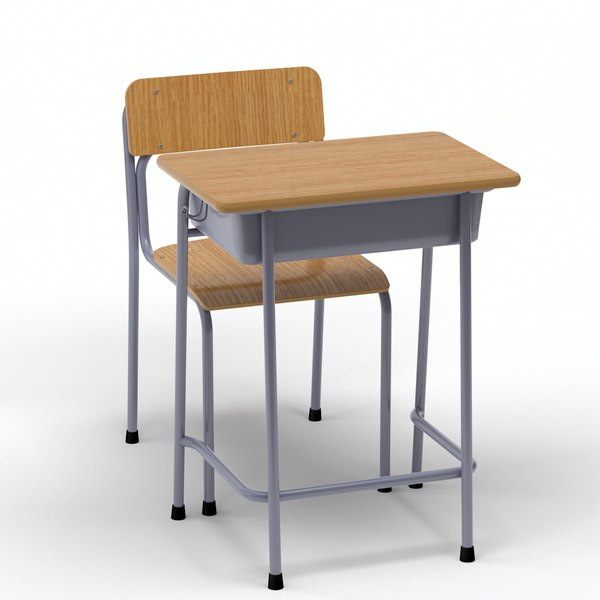 school desk chair wood 3d model