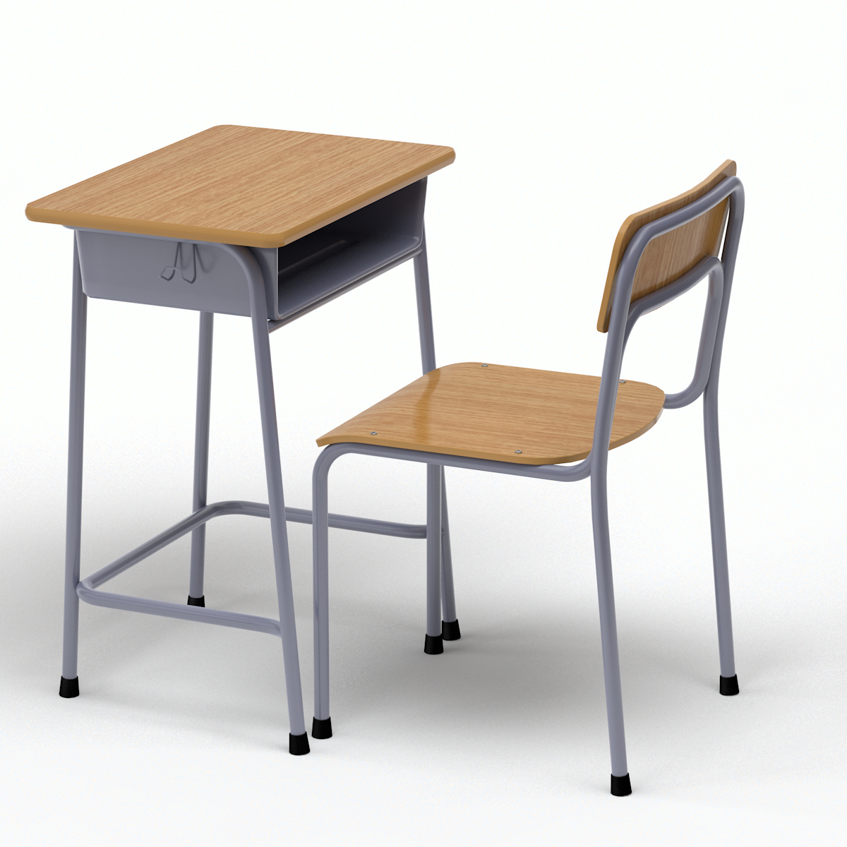 school desk chair wood 3d model