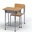 school desk chair wood 3d model
