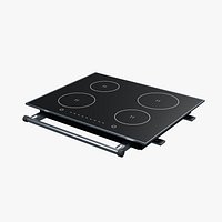 Four Zone Cooktop with Slotted Underpan and Utensil Rail