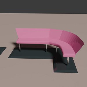 3D Office Set with Benches and Area for Business Negotiations
