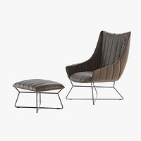 Freifrau Rubie Armchair and Ottoman