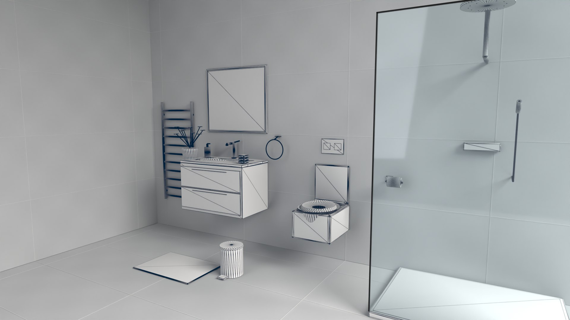 Modern Bathroom Set - Oak Vanity Basin LED Mirror Wall Hung Toilet Walk-in Shower 3D model https://p.turbosquid.com/ts-thumb/Ko/Y9NFfm/sL/render_05_wireframe/png/1790846000/1920x1080/fit_q87/1f576d13c15beacfad37c8653a072f27f6b950d7/render_05_wireframe.jpg