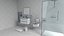 Set bagno moderno - Mobiletto in rovere, lavabo, specchio a LED, WC sospeso, cabina doccia