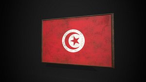 Old Picture Frame With Tunisia Flag - Game Ready PBR Low-poly 3D Model