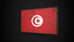 Old Picture Frame With Tunisia Flag - Game Ready PBR Low-poly 3D Model