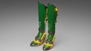 3D High Boots Low-poly model