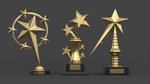 Gold Trophy Cups 3D model