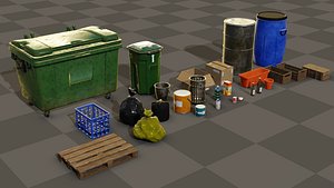 3D pack trash bin boxes model