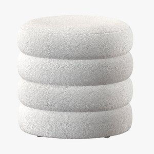 Mecca Boucle Round Storage Ottoman 3D model