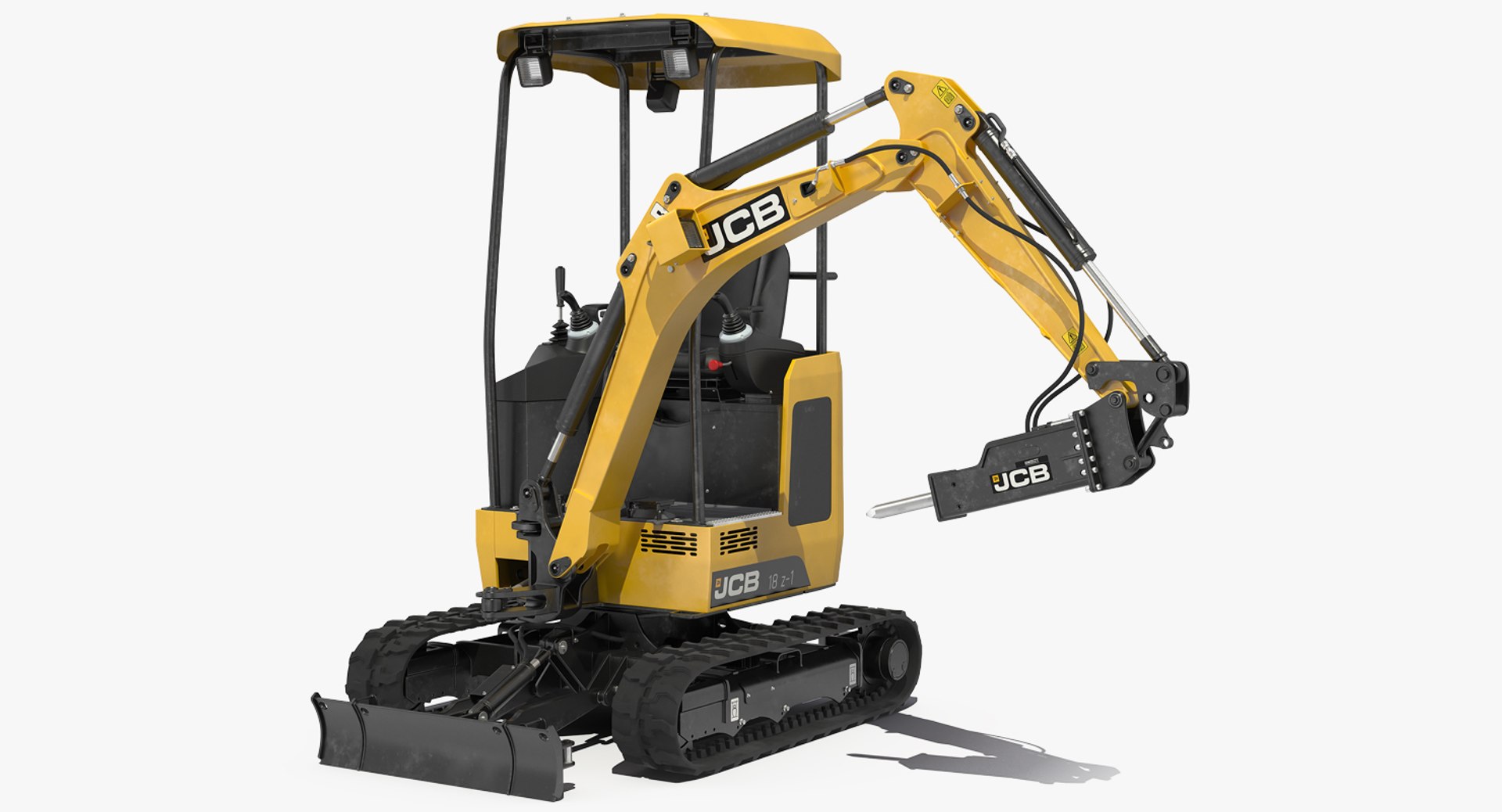 Mini Excavator JCB with Breaker Rigged 3D Model 3D model preview