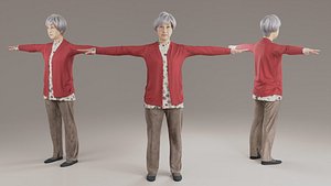 Asian granny Animation3D 197 Uta 3D model