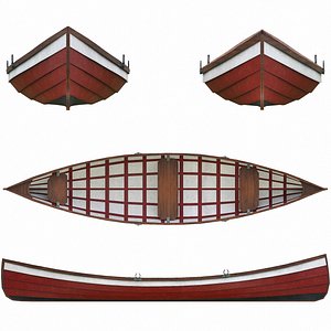 Painted Wooden Boat v1 3D model