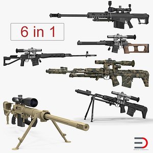 Sniper Rifles 3D Models Collection 2
