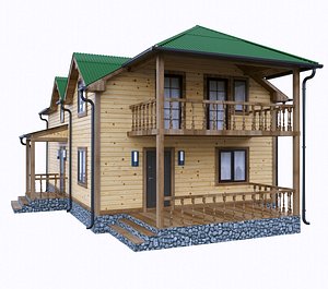 3D simply wooden house