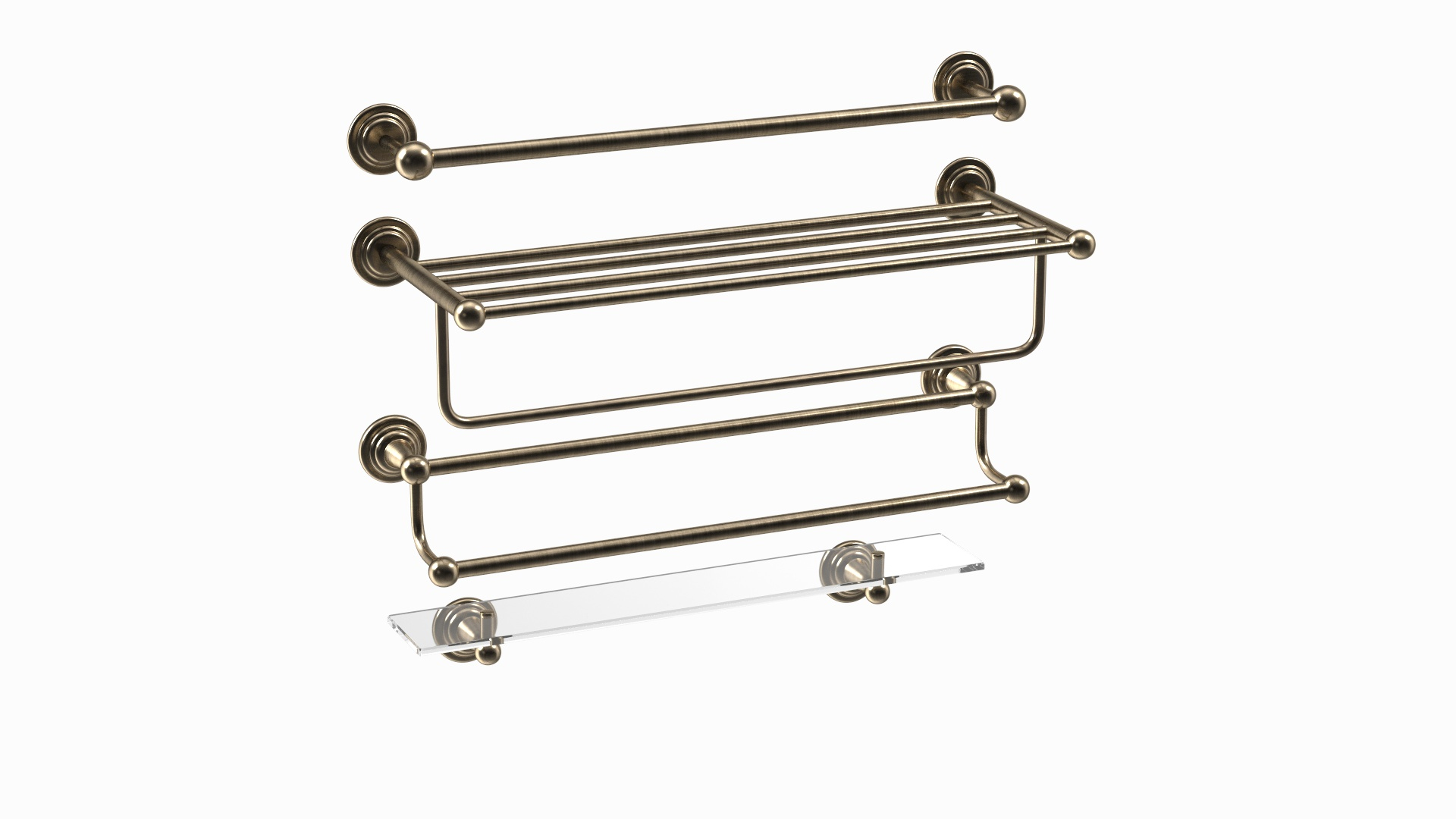 Bronze Bathroom Towel Shelves Set 3D Model TurboSquid 2062970