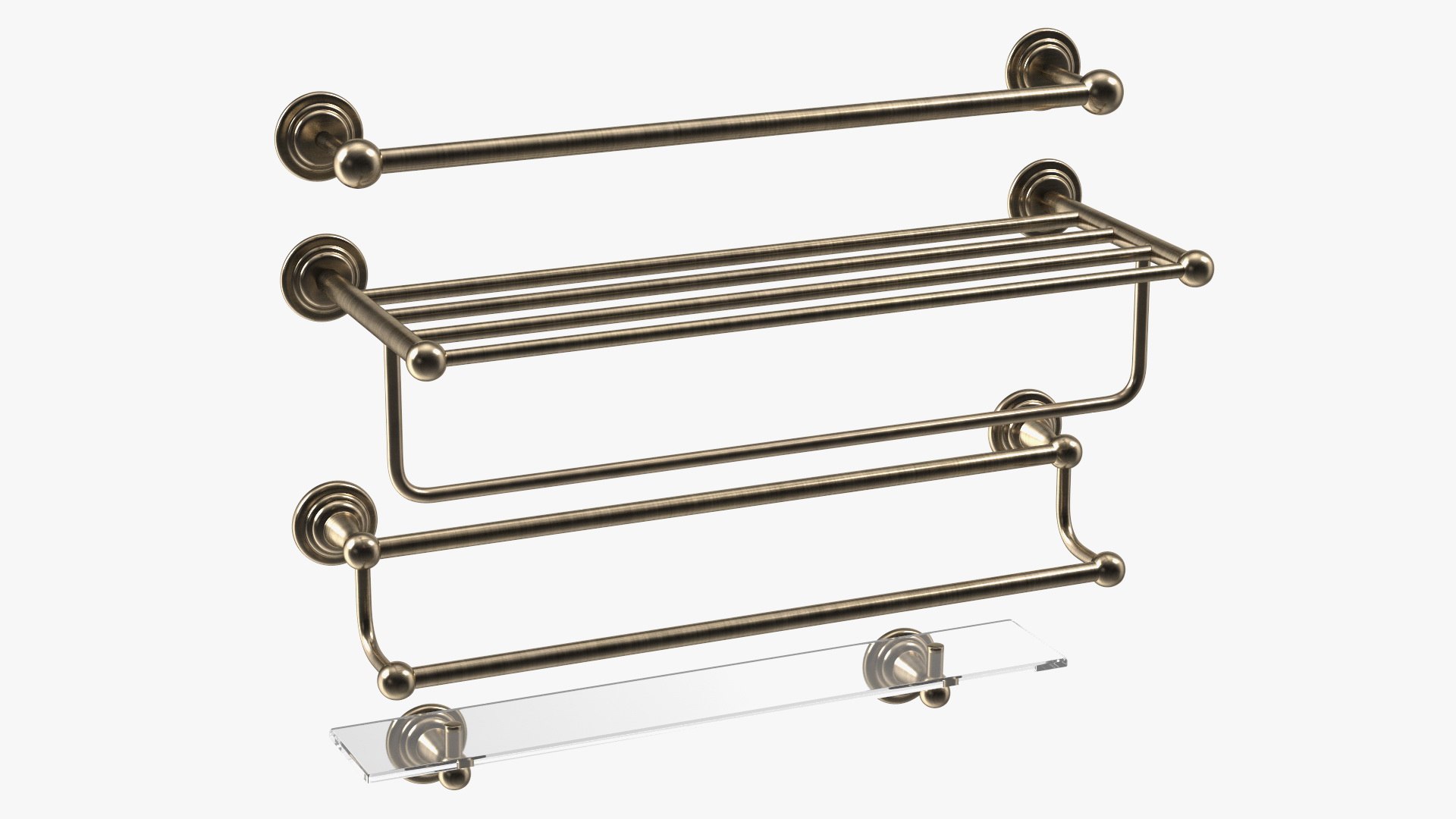 Bronze Bathroom Towel Shelves Set 3D Model TurboSquid 2062970