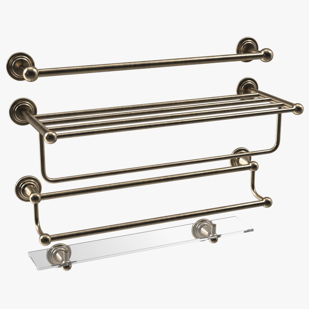 Bronze Bathroom Towel Shelves Set 3D model TurboSquid 2062970