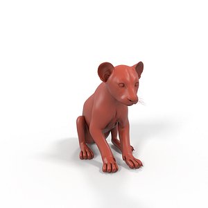 Lion Cub Sitting for 3D Print model
