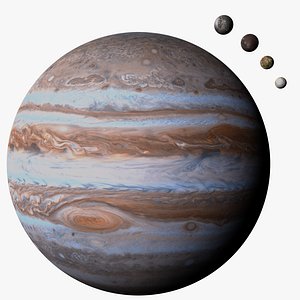 Jupiter and 4 Moons Photorealistic