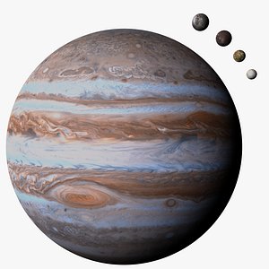 Jupiter and 4 Moons Photorealistic