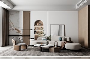 Modern Minimalist Living Room Interior Scene  C4D  Redshift model